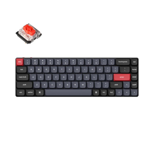 Безжична клавиатура Keychron K7 Pro 65%, Hot-Swappable, Low Profile Gateron Red суичове, RGB, Black