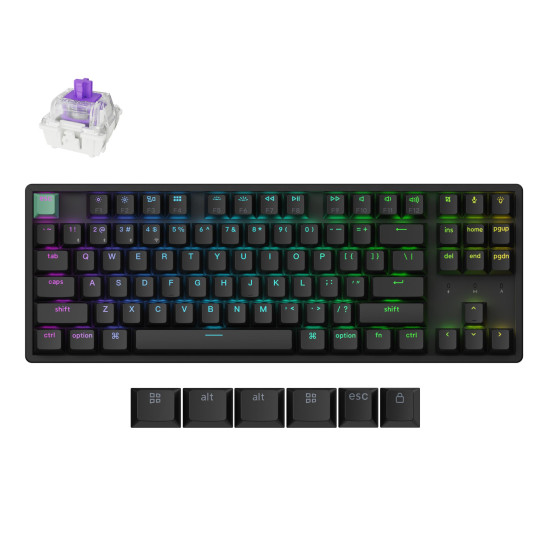 Безжична клавиатура Keychron K8 HE Magnetic Switch Standard Edition, Nebula суичове, RGB, Black