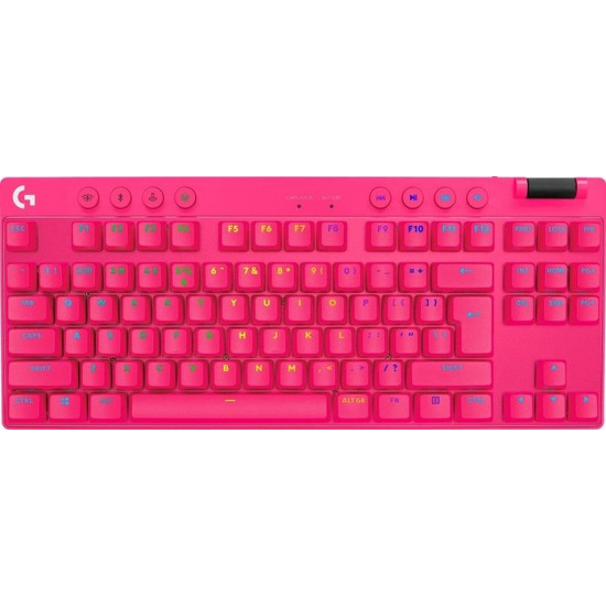 Безжична клавиатура Logitech G Pro X TKL Lightspeed, Tactile Switch, RGB, Magenta