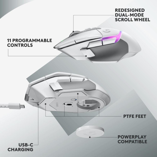 Мишка Logitech G502 X Plus, White, Lightsync RGB