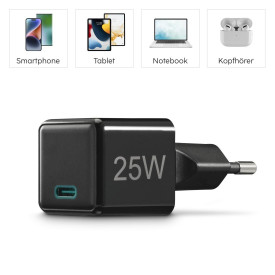 Зарядно HAMA 201985, USB-C, PD/Qualcomm, 25 W, черен
