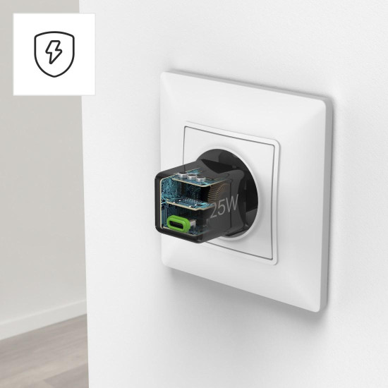 Зарядно HAMA 201985, USB-C, PD/Qualcomm, 25 W, черен