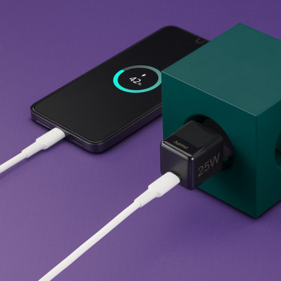 Зарядно HAMA 201985, USB-C, PD/Qualcomm, 25 W, черен