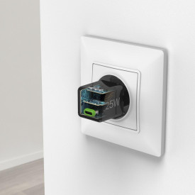 Зарядно HAMA 201985, USB-C, PD/Qualcomm, 25 W, черен