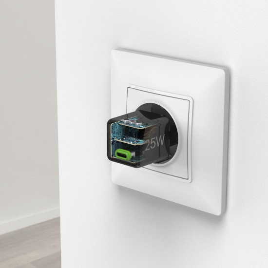 Зарядно HAMA 201985, USB-C, PD/Qualcomm, 25 W, черен
