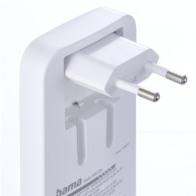 Зарядно HAMA 201976, 65W, 2x USB-C, 1x USB-A, PD, плоско, бяло