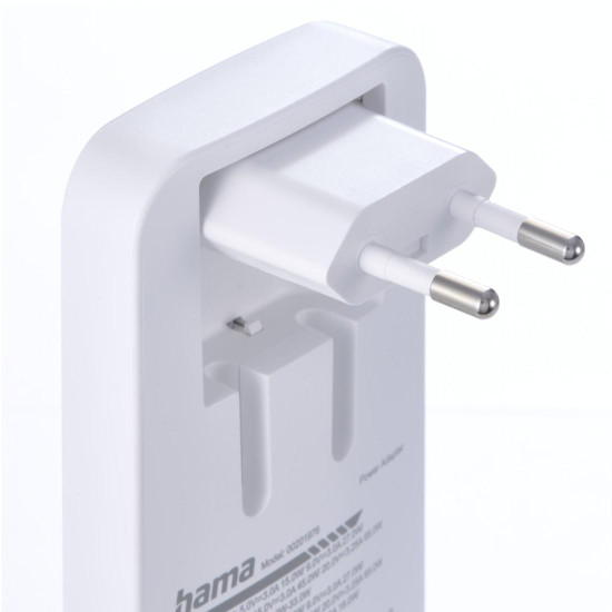 Зарядно HAMA 201976, 65W, 2x USB-C, 1x USB-A, PD, плоско, бяло