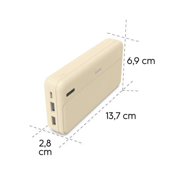 Външна батерия HAMA Pocket 20, 20000 mAh, 2x USB-A