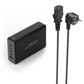 Зарядна станция HAMA 201977, 240W GaN, Fast Charger, 4x USB-C, 1x USB-A, PD
