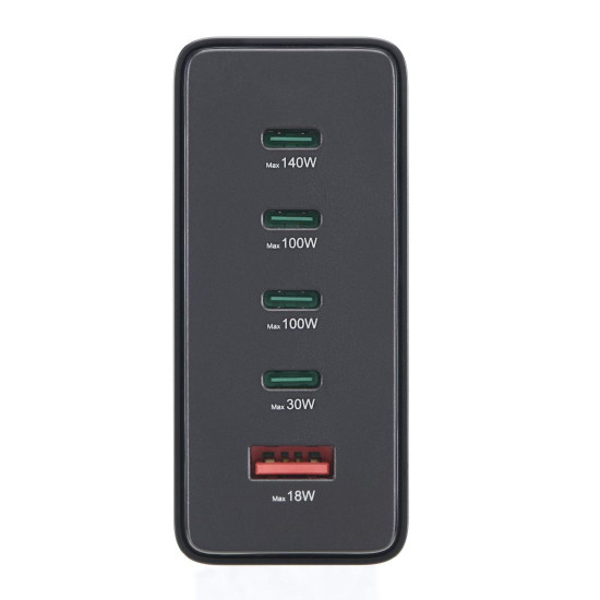 Зарядна станция HAMA 201977, 240W GaN, Fast Charger, 4x USB-C, 1x USB-A, PD