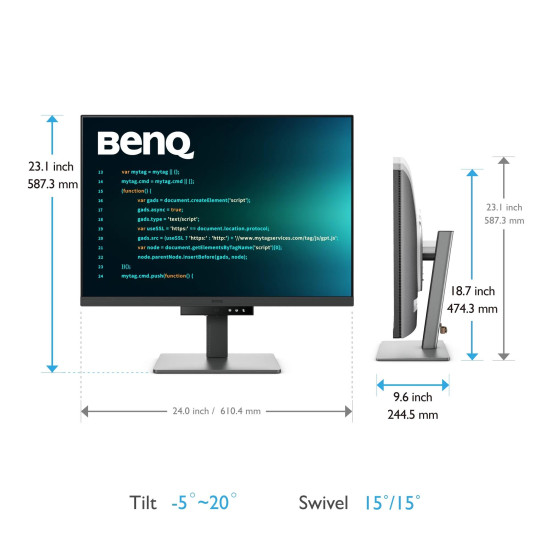 Монитор за програмиране BenQ RD280U, 28.2 инча, IPS, UHD 3840 x 2560, 60 Hz, 5 ms, HDMI/DP