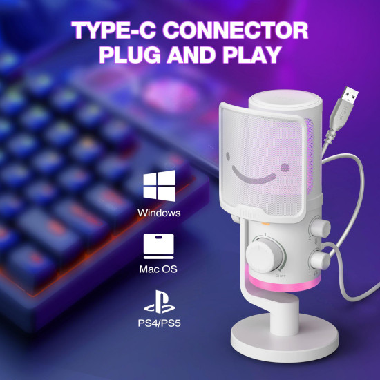 Микрофон FIFINE AM6, RGB, White