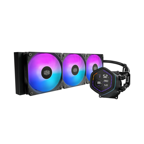 Водно охлаждане Cooler Master MasterLiquid Core NEX Digital 360 ARGB, 360mm, LED дисплей, Black (MLX-D36M-A18PA-RD)