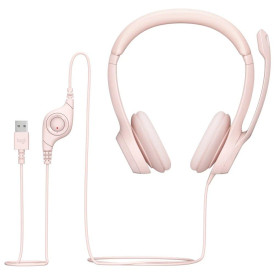 Слушалки Logitech H390, USB, Mic, Pink