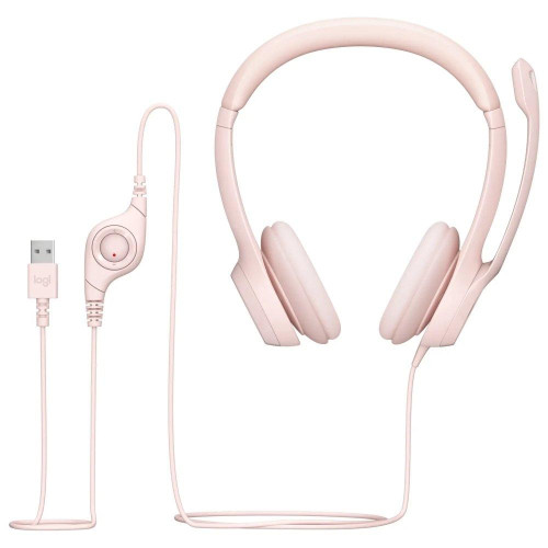 Слушалки Logitech H390, USB, Mic, Pink
