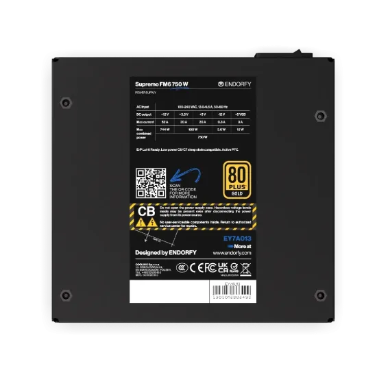 Захранване Endorfy Supremo FM6, 750W, 80+ Gold, PCIe 5.1, Fully Modular