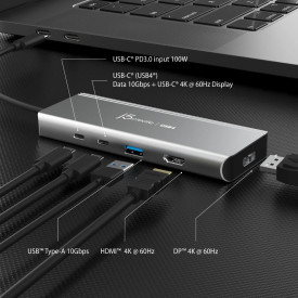 Докинг станция j5create JCD401, USB-C PD, 1x USB-C, 1x USB-A, HDMI 4K@60Hz, DisplayPort