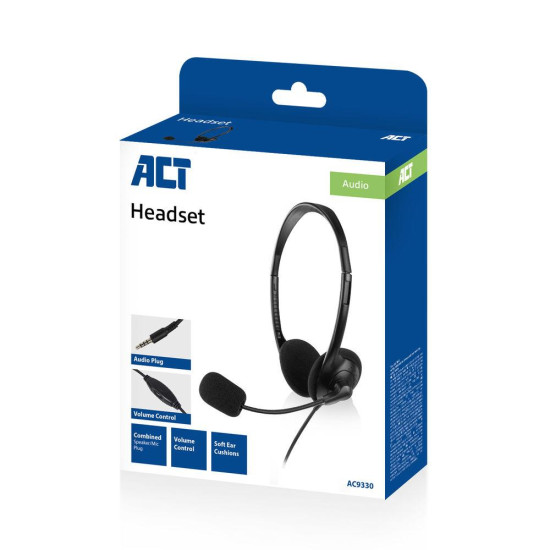 Слушалки ACT AC9330, USB, Mic, 3.5mm, Black