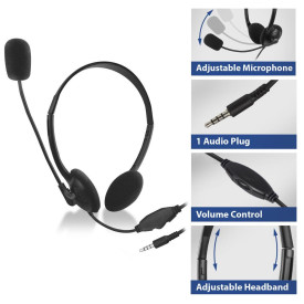 Слушалки ACT AC9330, USB, Mic, 3.5mm, Black