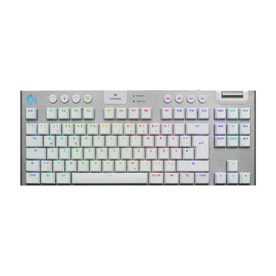 Безжична клавиатура Logitech G915X White Lightspeed TKL, GL Tactile Switch, RGB, Bluetooth