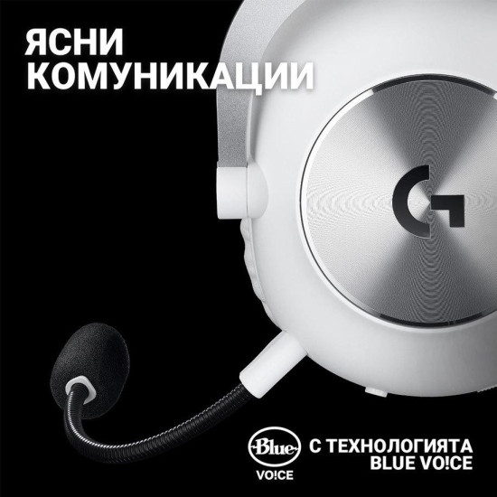 Безжични слушалки Logitech PRO X 2 LIGHTSPEED, USB, White