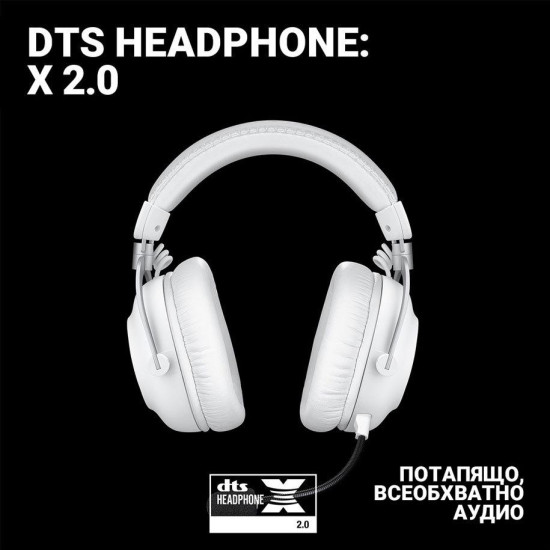 Безжични слушалки Logitech PRO X 2 LIGHTSPEED, USB, White
