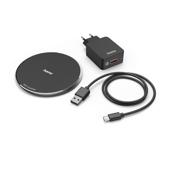 Безжично зарядно HAMA QI-FC10, Qualcomm Quick Charge 3.0, 10W, Черен