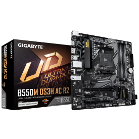 Дънна платка GIGABYTE B550M DS3H AC R2, mATX, Socket AM4, DDR4