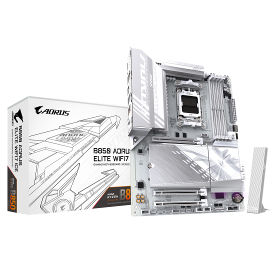 Дънна платка GIGABYTE B850 AORUS ELITE ICE WIFI, ATX, AM5, DDR5, PCIe 5.0, Wi-Fi7