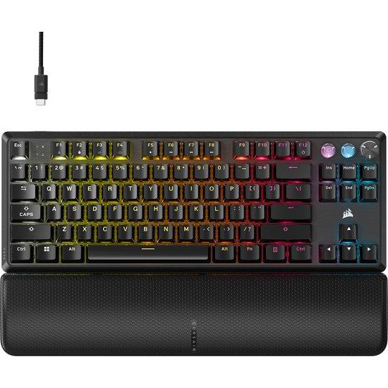 Клавиатура Corsair K70 PRO TKL RGB, MGX Hyperdrive суитчове, Black