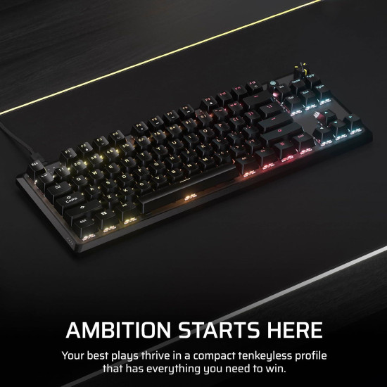 Клавиатура Corsair K70 TKL, RGB, Corsair MLX Red суичове, Black