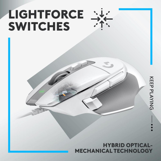 Мишка Logitech G502 X, Жична, USB, White