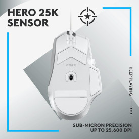 Мишка Logitech G502 X, Жична, USB, White