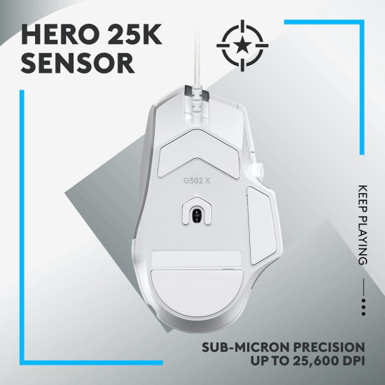 Мишка Logitech G502 X, Жична, USB, White