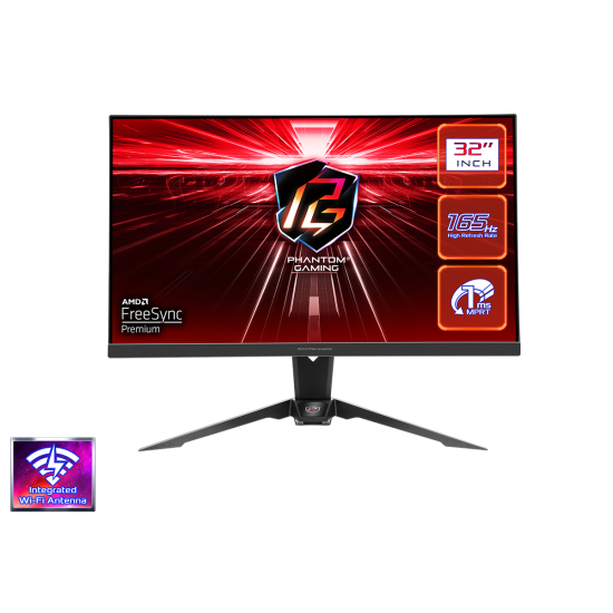 Монитор ASRock PG32QF2B, 32 инча, QHD 2560X1440, 165Hz, 1ms, Flat VA, FreeSync, HDMI/DP