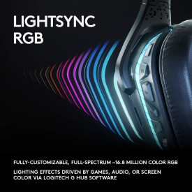 Безжични слушалки Logitech G935, 7.1 Surround, Lightsync, USB, Black