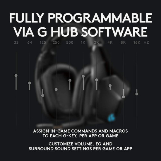 Безжични слушалки Logitech G935, 7.1 Surround, Lightsync, USB, Black