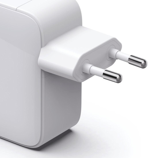 Зарядно HAMA 201957, 65W, GaN, 2x USB-C, с разтегателен кабел 0.7м, бял