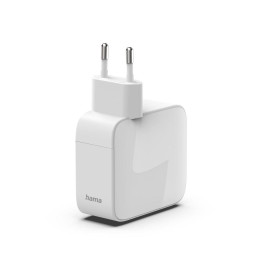 Зарядно HAMA 201957, 65W, GaN, 2x USB-C, с разтегателен кабел 0.7м, бял