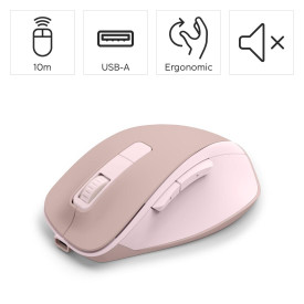 Безжична мишка HAMA WM-500 Recharge, 6 бутона, тиха, Pink