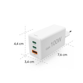 Зарядно HAMA 200027, 100W GaN, 2x USB-C PD, 1x USB-A QC