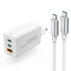 Зарядно HAMA 200027, 100W GaN, 2x USB-C PD, 1x USB-A QC
