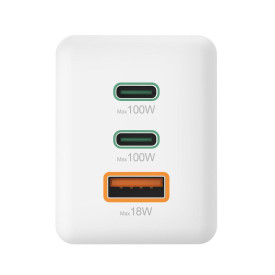Зарядно HAMA 200027, 100W GaN, 2x USB-C PD, 1x USB-A QC