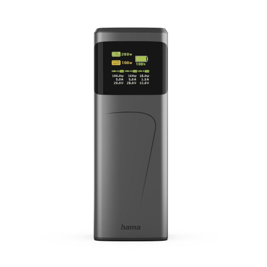 Външна батерия HAMA High Power, 200 W, 24000 mAh, 2x USB-C, USB-A, бързо зареждане