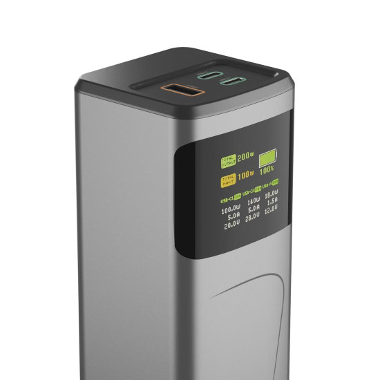 Външна батерия HAMA High Power, 200 W, 24000 mAh, 2x USB-C, USB-A, бързо зареждане