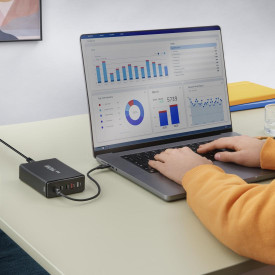 Зарядна станция HAMA 201978, 140W GaN, Fast Charger, 3x USB-C, 2x USB-A, PD