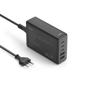 Зарядна станция HAMA 201978, 140W GaN, Fast Charger, 3x USB-C, 2x USB-A, PD