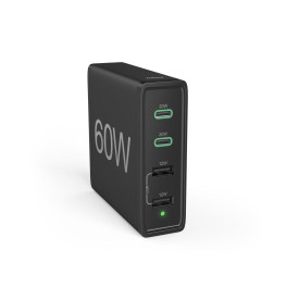 Зарядна станция HAMA 201628, 4 порта, 60W, 2 x USB-C, 2 x USB-A, PD, Fast Charge