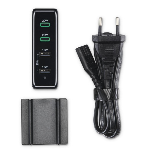 Зарядна станция HAMA 201628, 4 порта, 60W, 2 x USB-C, 2 x USB-A, PD, Fast Charge