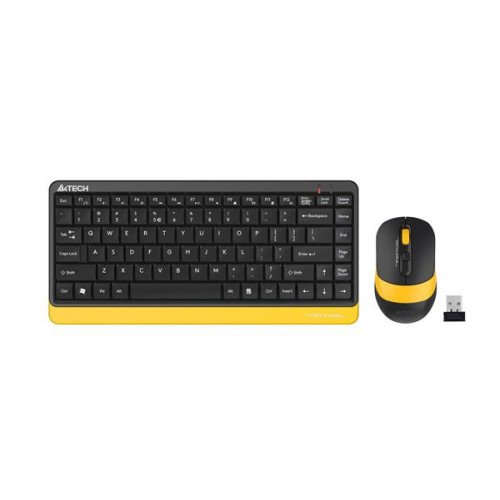 Комплект клавиатура и мишка A4Tech Fstyler FG1110, Wireless, Black/Yellow